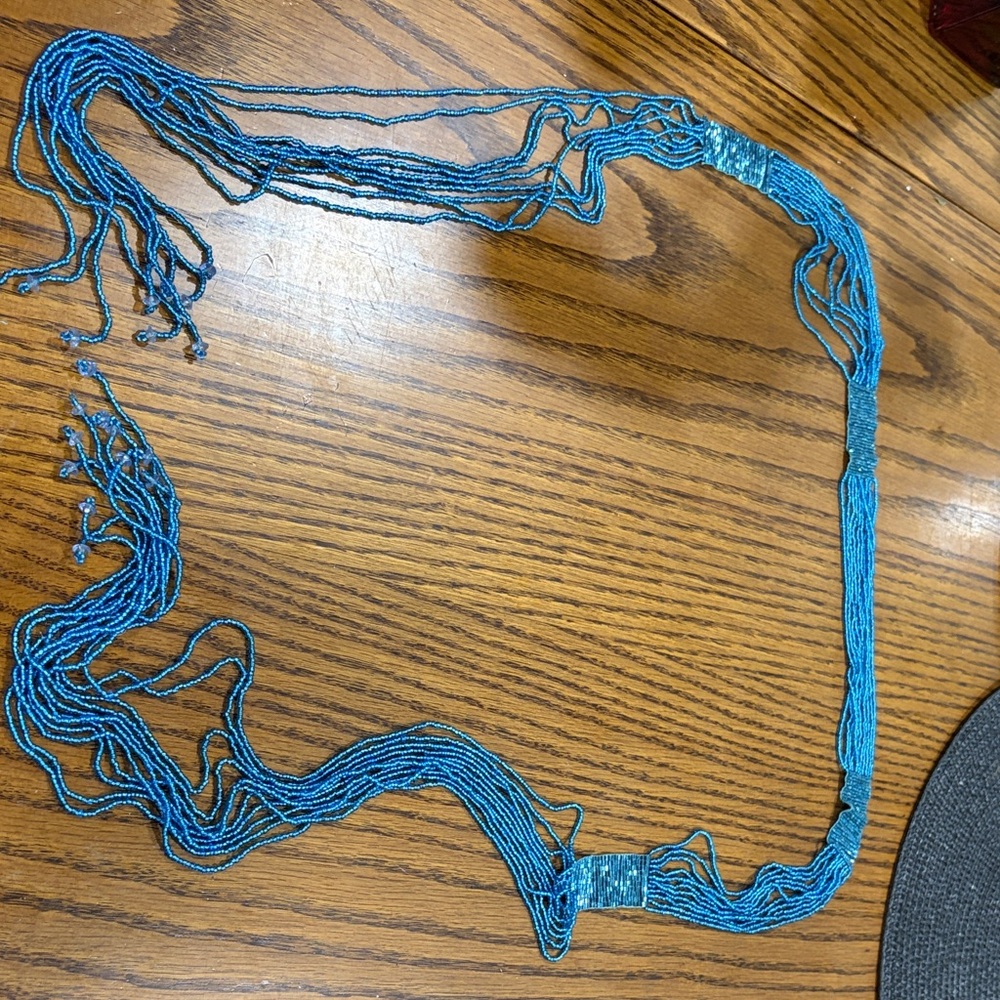 Elegant Blue Beaded Necklace